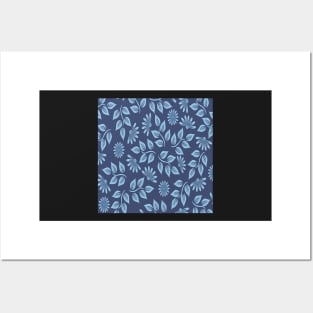 Floral Garden & Vines Blues & Greys Flowers Posters and Art